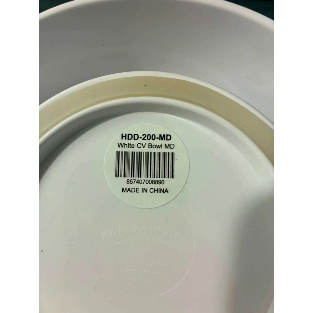 Haute Diggity Dog Chewy Vuiton Ceramic Pet Bowl Medium White Pink Food Water